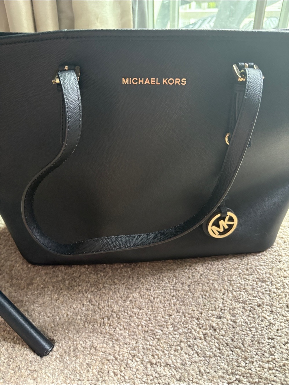 Michael Kors Black Saffiano Tote with Gold Hardware